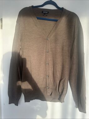 Men's V-Neck Button Cardigan - Brown